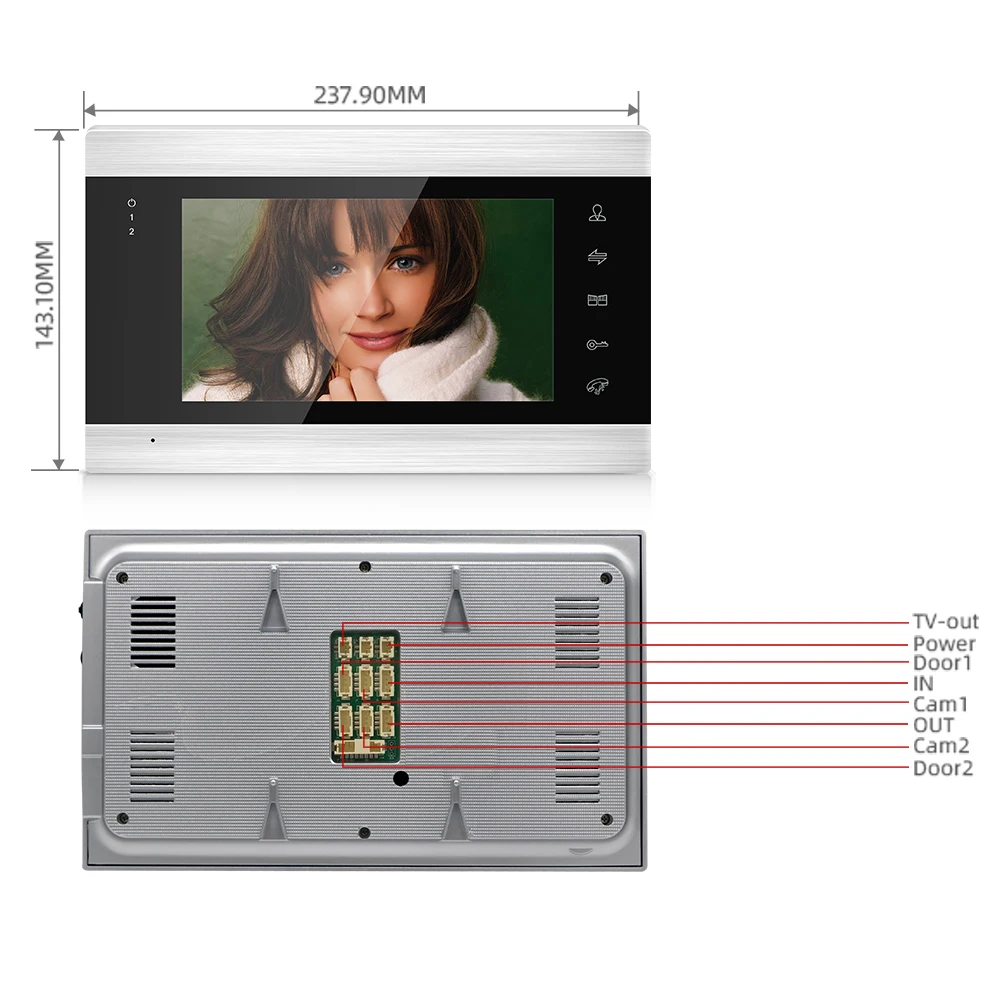 Jeatone 7-Дюймовый Беспроводной/WiFi Умный IP-видеодомофон с 3 мониторами ночного видения + камера для дверного звонка 720P1