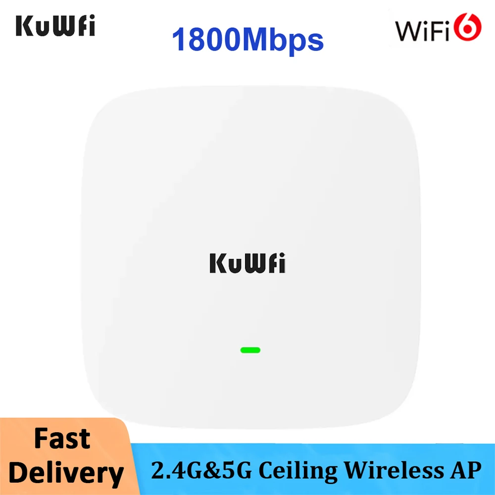 KuWFi WiFi Потолочная Беспроводная точка доступа WIFI 6/1800 Мбит/с Беспроводной 5,8 G и 2,4 G WIFI Маршрутизатор Точка доступа Amplie 48 В POE Потолочная точка доступа 250 М0