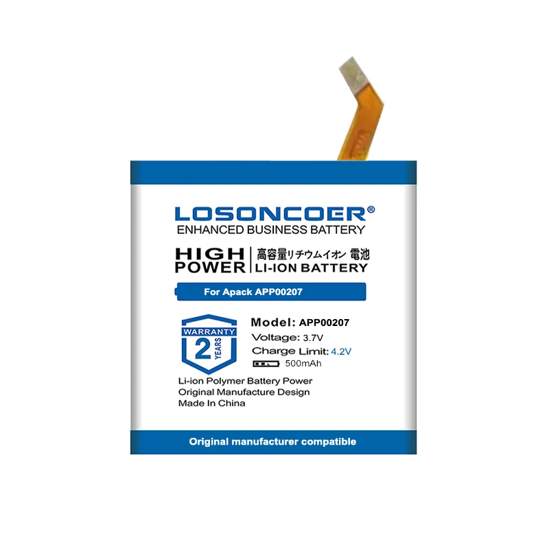 LOSONCOER 500mAh APP00207 Аккумулятор для Apack APP00207 1ICP4 /27 / 30 батареек для смарт-часов1