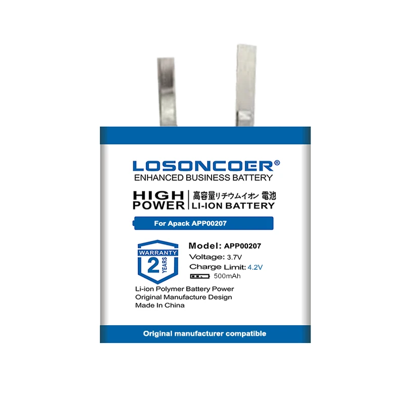 LOSONCOER 500mAh APP00207 Аккумулятор для Apack APP00207 1ICP4 /27 / 30 батареек для смарт-часов2