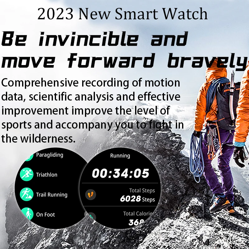 P-РОСКОШНЫЕ Новые Смарт-часы Мужские BT Call Smartwatch Man 2023 IP68 Водонепроницаемый 360 HD Экран 450 мАч 15 Дней в режиме ожидания Для Android IOS4