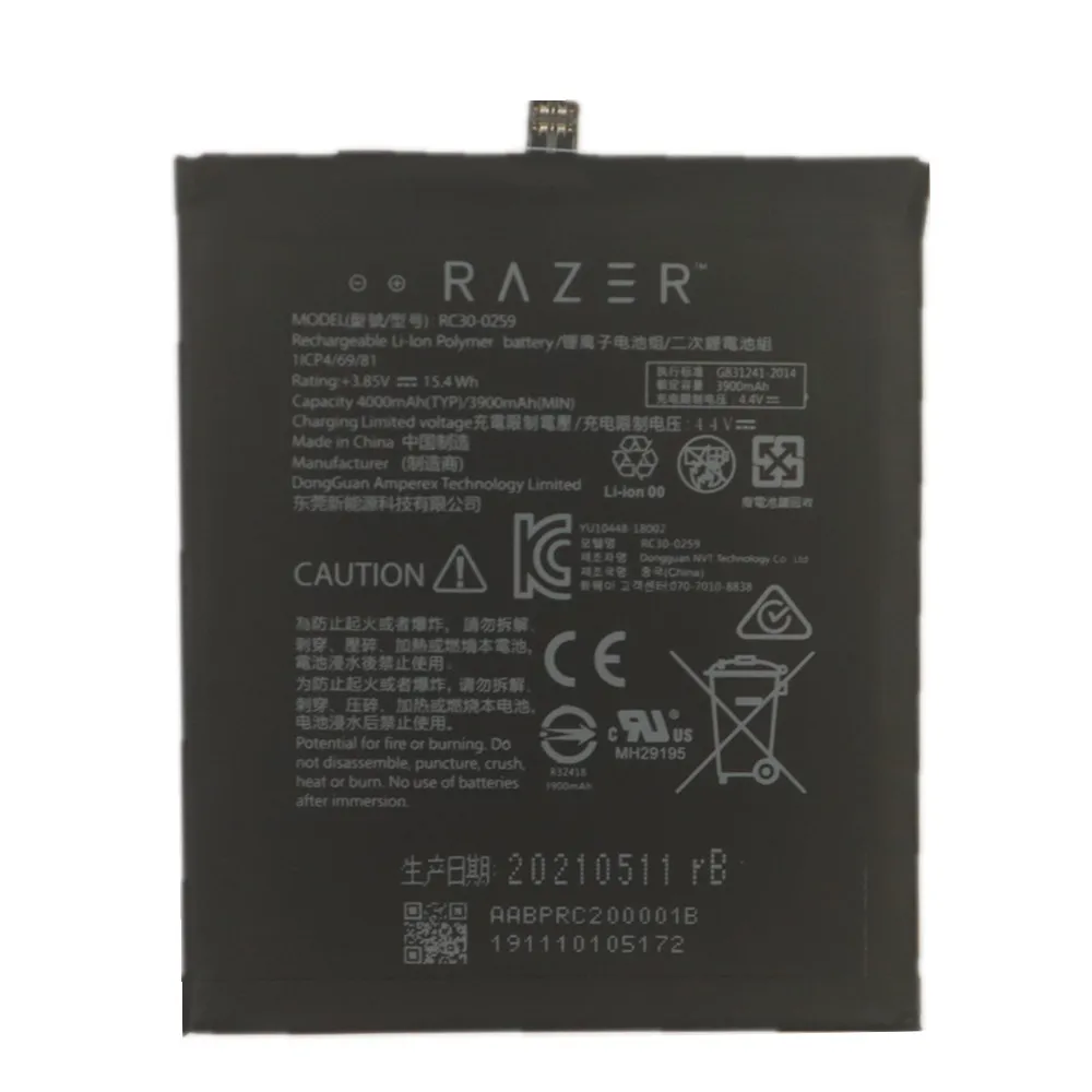 Razer Новый 100% Оригинальный Аккумулятор мобильного телефона Для Razer Phone 2 RC30-0259 Аккумулятор 4000 мАч телефонные Батареи Номер отслеживания2