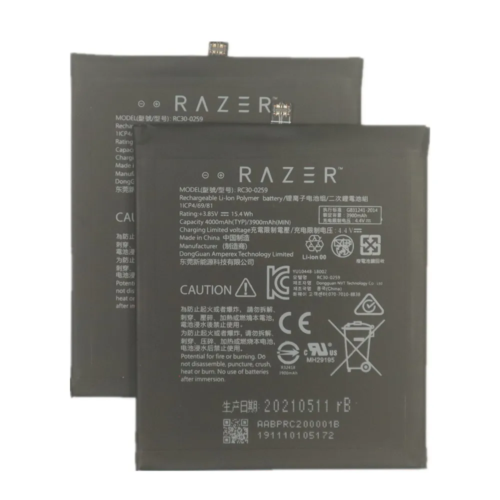 Razer Новый 100% Оригинальный Аккумулятор мобильного телефона Для Razer Phone 2 RC30-0259 Аккумулятор 4000 мАч телефонные Батареи Номер отслеживания4