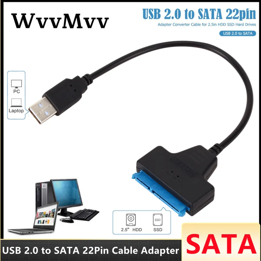 USB 2,0 к SATA 22pin Кабель-Адаптер Конвертер Линий HDD SSD Соединительный Шнур Провод для 2,5-дюймовых Жестких дисков для твердотельных дисков0