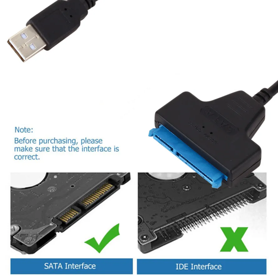 USB 2,0 к SATA 22pin Кабель-Адаптер Конвертер Линий HDD SSD Соединительный Шнур Провод для 2,5-дюймовых Жестких дисков для твердотельных дисков3