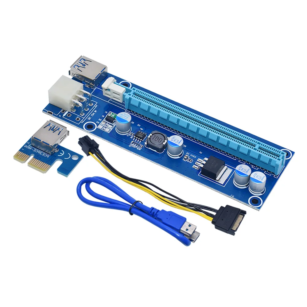 VER006C PCI-E Riser Card 006C PCIE 1X-16X Удлинитель 60 см 100 см USB 3.0 Кабель SATA-6Pin Шнур Питания для видеокарты1