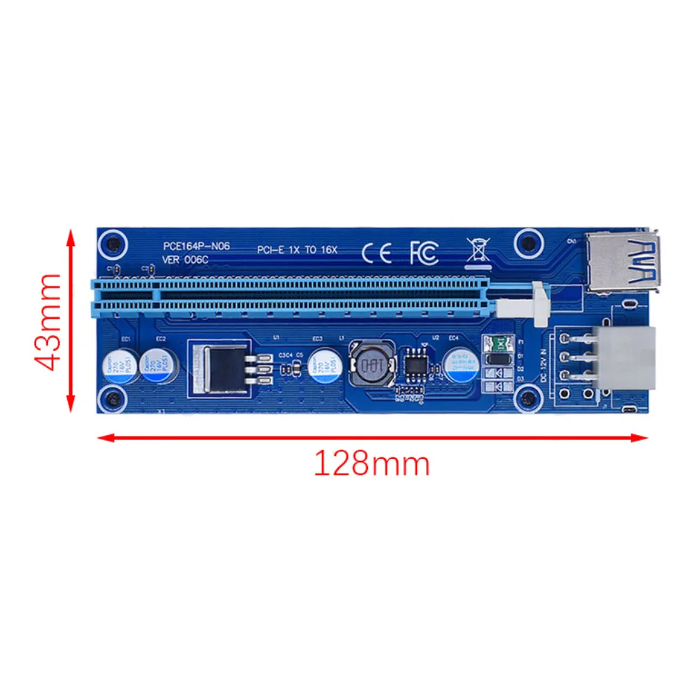 VER006C PCI-E Riser Card 006C PCIE 1X-16X Удлинитель 60 см 100 см USB 3.0 Кабель SATA-6Pin Шнур Питания для видеокарты5