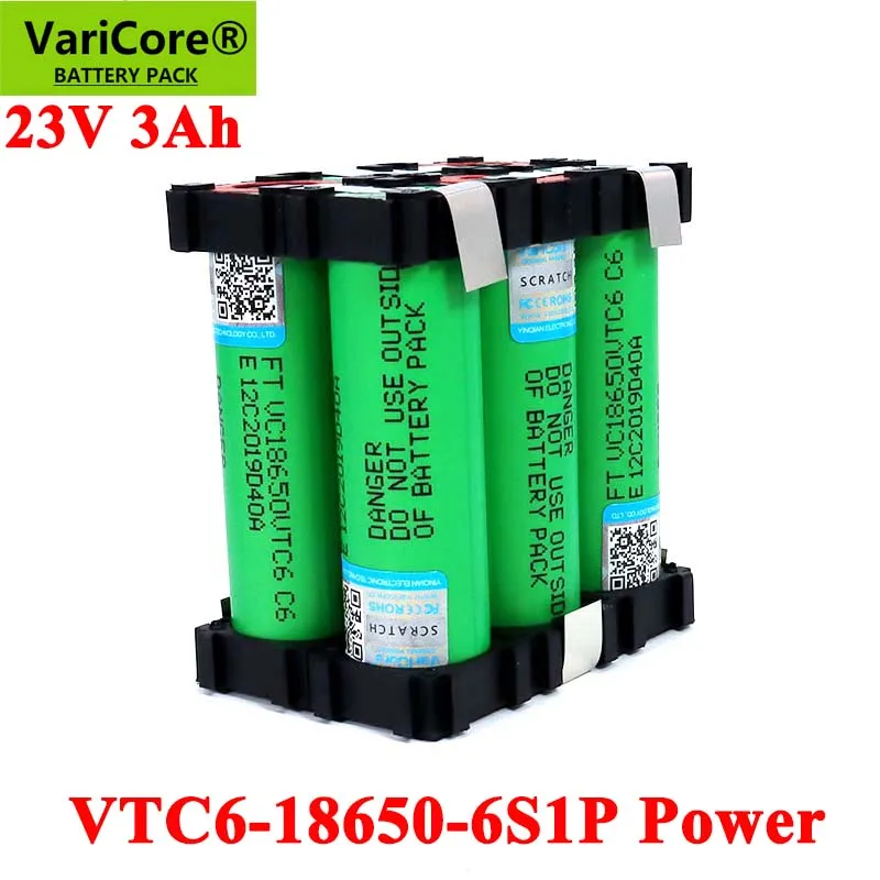 VariCore 18650 VTC6 6S1P 3000 мАч высокой мощности 20 ампер 21 В/25,2 В для отвертки, электрической ручной дрели, аккумуляторов, сварочного аккумулятора0