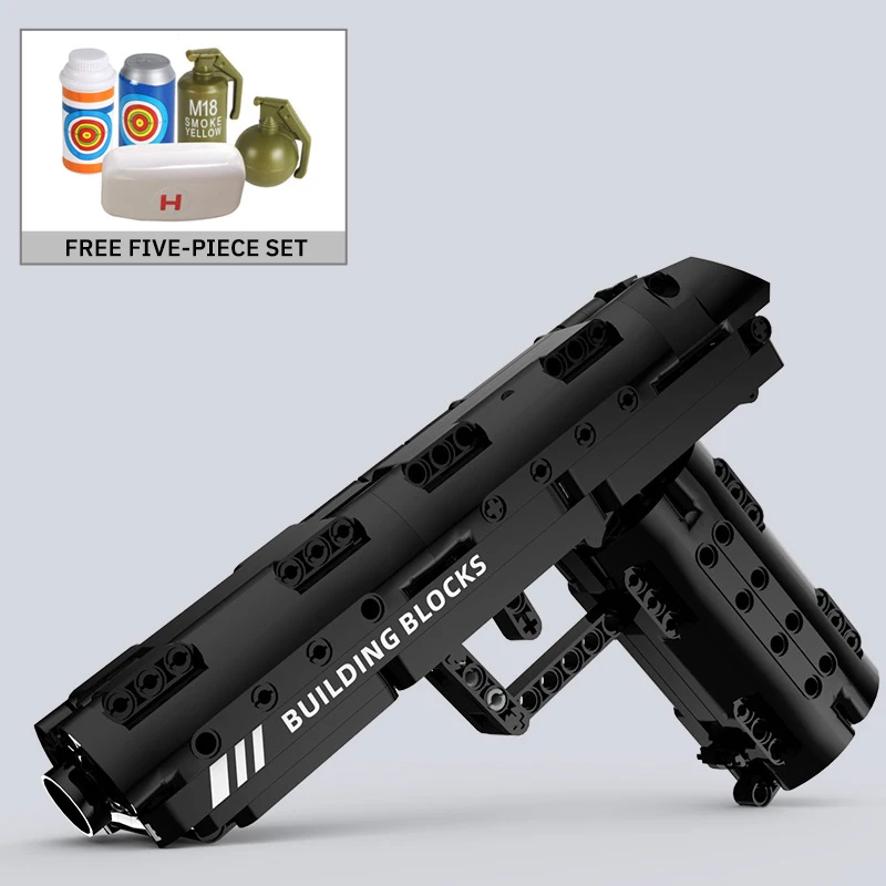 Ww2 W12 Пистолет с резиновой лентой, Стреляющий Из Пистолета, Подарок для вечеринки на открытом воздухе, Военные Армейские Строительные блоки, Оружейные игрушки Для детей и взрослых Мальчиков4