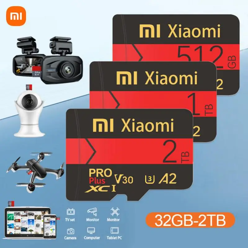 XIAOMI SD/TF Карта A2 Micro Memory Card Flash Pro Plus V30 Высокоскоростная 2 ТБ 1 ТБ 128 Гб 256 ГБ Карта памяти Для телефона/Камеры0