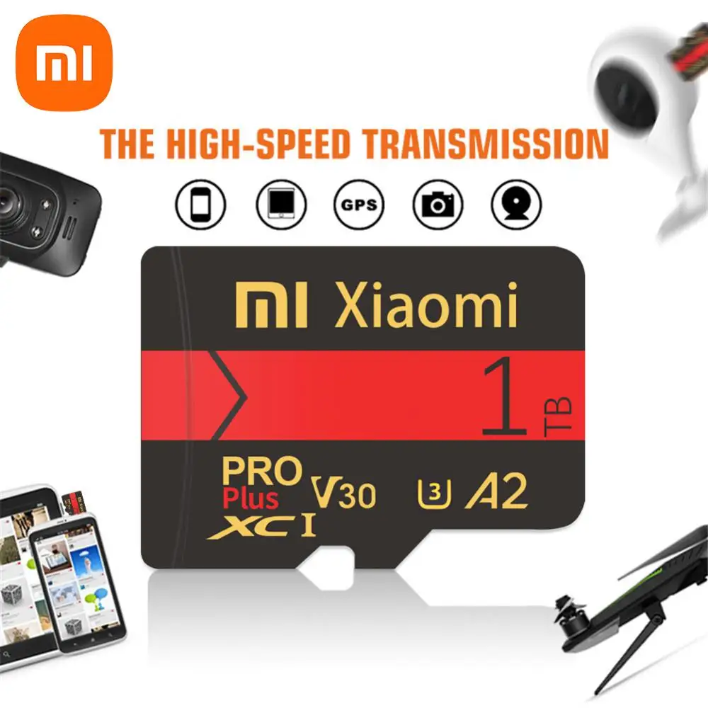 XIAOMI SD/TF Карта A2 Micro Memory Card Flash Pro Plus V30 Высокоскоростная 2 ТБ 1 ТБ 128 Гб 256 ГБ Карта памяти Для телефона/Камеры1