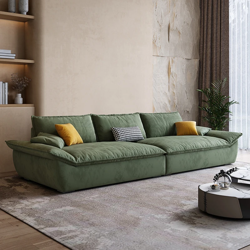Xxl 3-местный диван Винтажный Зеленый Минималистичный Роскошный диван Дизайнерский Эргономичный Итальянский Салон Канапе для всего тела, Мебель для гостиной0