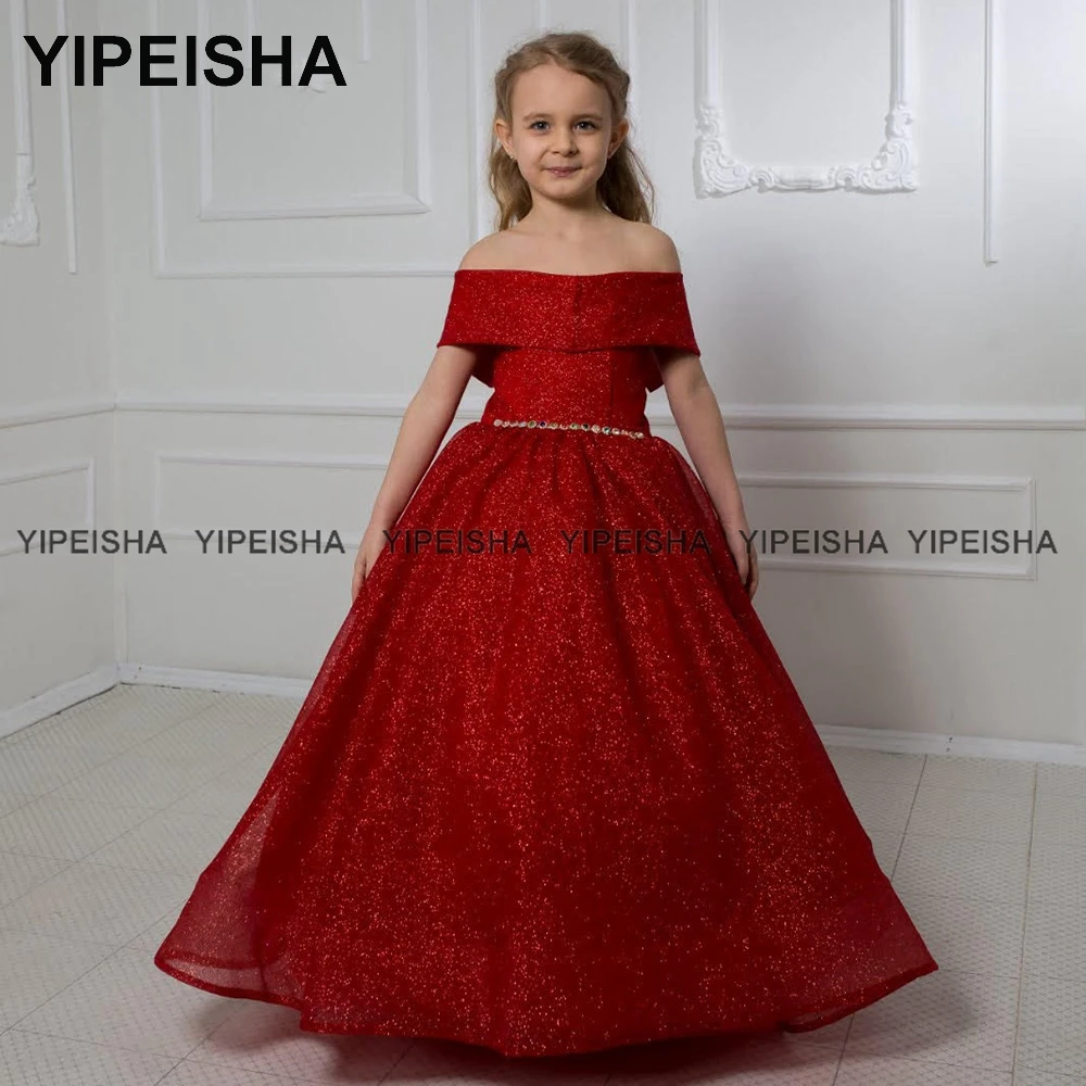 Yipeisha/Новогоднее Платье Принцессы цвета Фуксии для Девочек Длиной до пола, Детское Праздничное Платье на День Рождения, Блестящая Праздничная Одежда для детей3