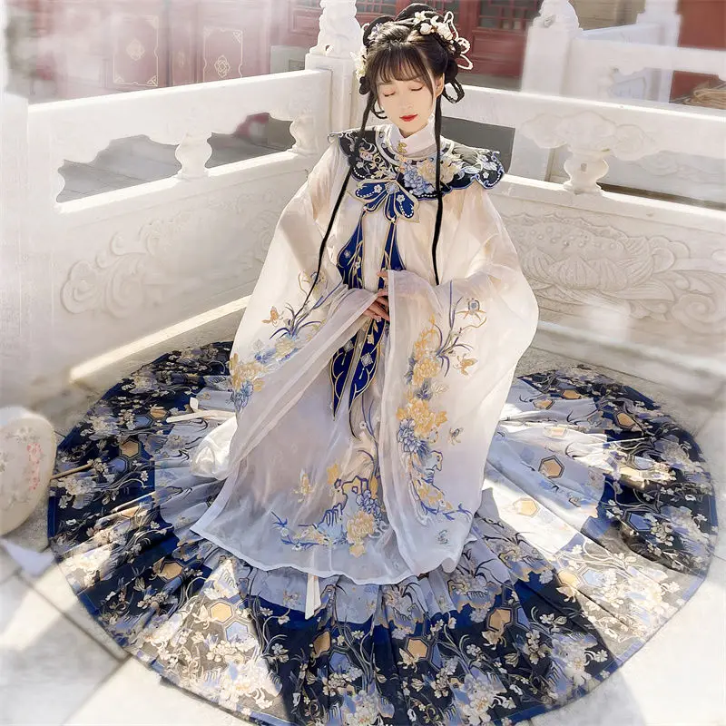 Yourqipao Ming Тяжелое Китайское платье с вышивкой Косплей Лошадиное Лицо Облако Плечо Hanfu Женское Китайское традиционное платье Костюм1