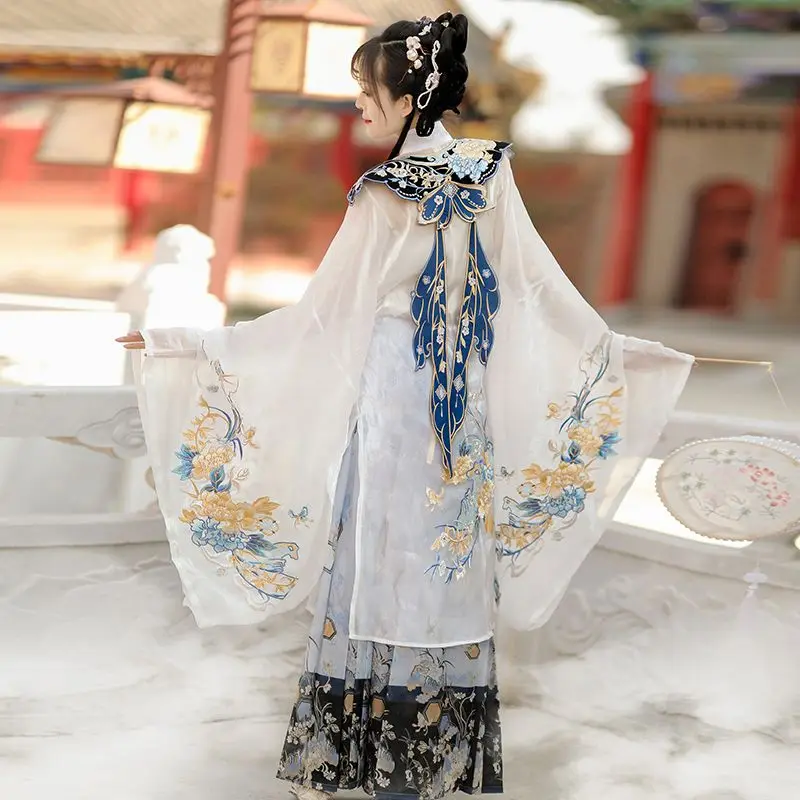 Yourqipao Ming Тяжелое Китайское платье с вышивкой Косплей Лошадиное Лицо Облако Плечо Hanfu Женское Китайское традиционное платье Костюм3
