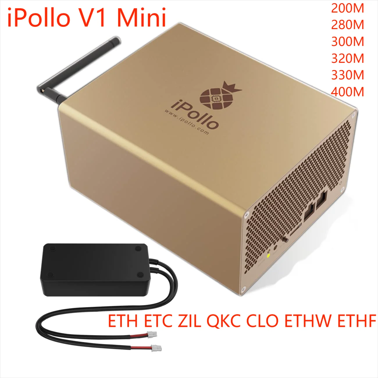 iPollo V1 Mini 330MH / s Asic Miner Крипто-майнер Ethash ETH, ETC, ZIL, QKC, CLO ETHF ETHW trust ofertas крипто-asic майнер0