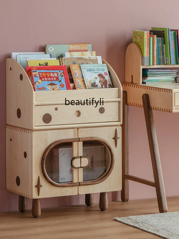 yj Nordic Книжный шкаф с картинками, Прикроватный столик из массива дерева, шкаф для хранения из твердого клена для мальчиков и девочек1