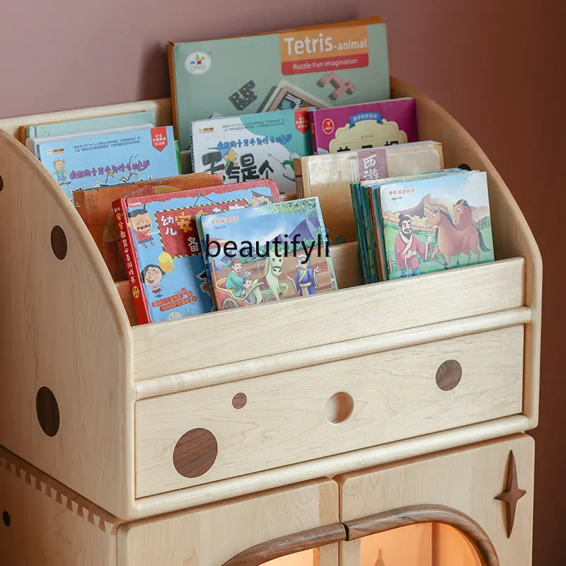 yj Nordic Книжный шкаф с картинками, Прикроватный столик из массива дерева, шкаф для хранения из твердого клена для мальчиков и девочек2