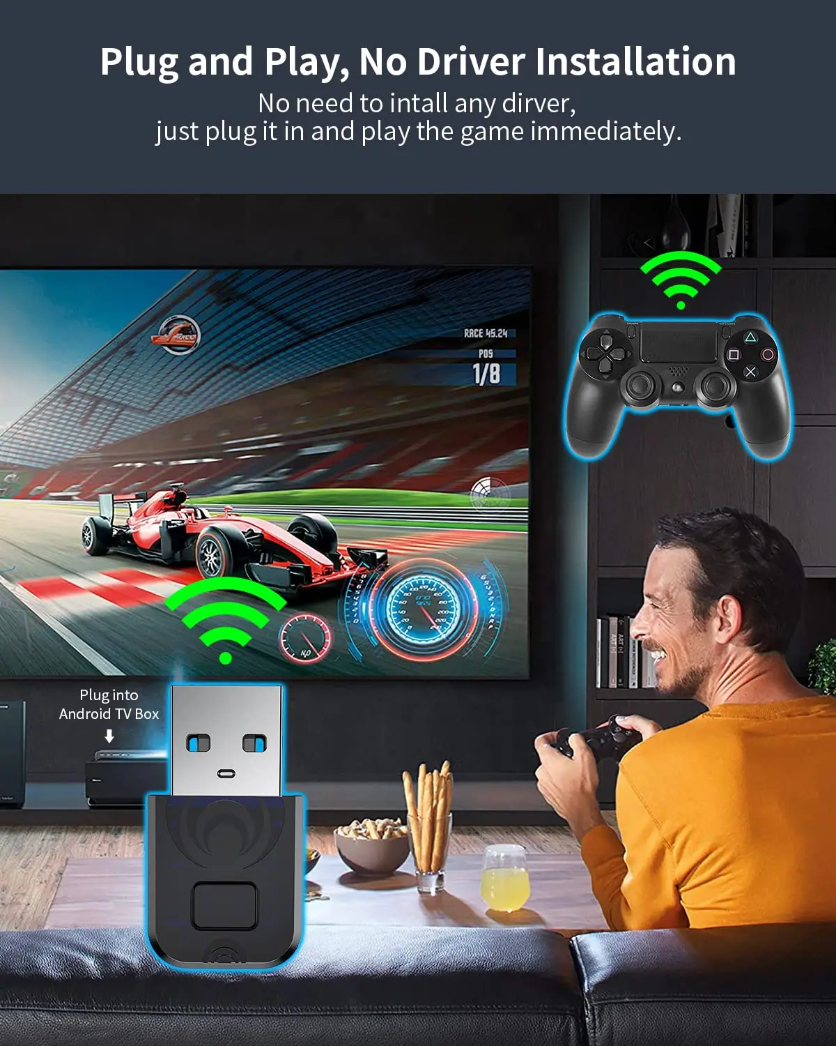 Беспроводной приемник Aolion Поддерживает Bluetooth USB Адаптер конвертер для Nintendo Switch PS5 Игровые аксессуары для контроллера PS43