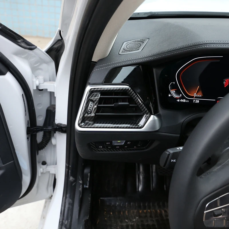 Боковое вентиляционное отверстие кондиционера из углеродного волокна, Накладка, наклейки для BMW 3 серии G20 G28 2019-2020, Аксессуары для интерьера2