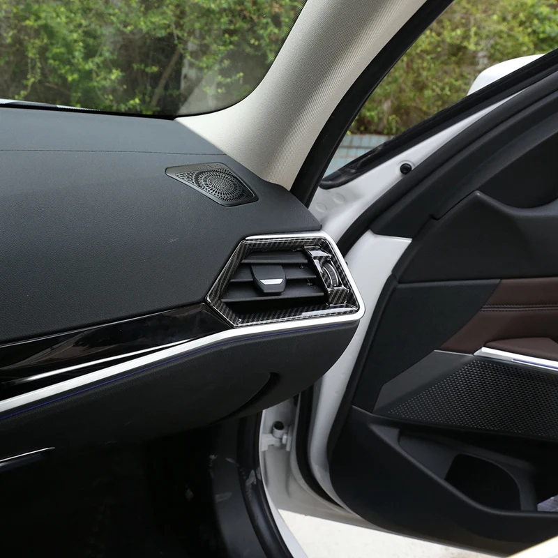 Боковое вентиляционное отверстие кондиционера из углеродного волокна, Накладка, наклейки для BMW 3 серии G20 G28 2019-2020, Аксессуары для интерьера4