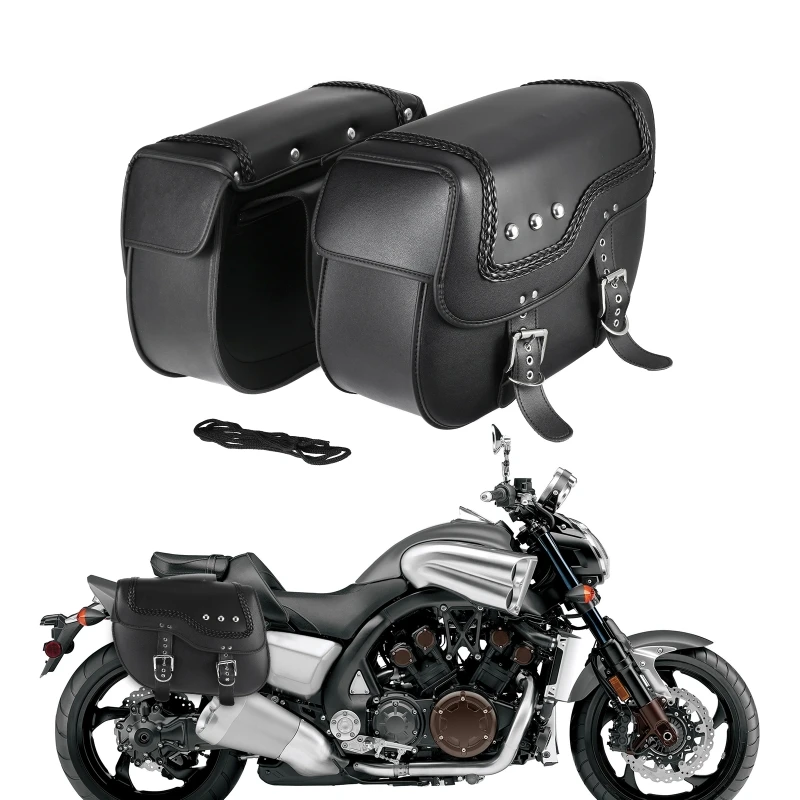 Боковые седельные сумки для мотоциклов из искусственной кожи, водонепроницаемая седельная сумка для хранения багажа для мотоцикла/электровелосипеда / велосипеда0