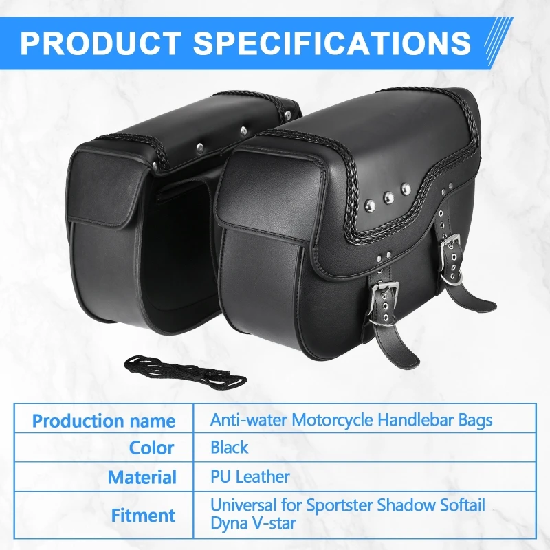 Боковые седельные сумки для мотоциклов из искусственной кожи, водонепроницаемая седельная сумка для хранения багажа для мотоцикла/электровелосипеда / велосипеда4