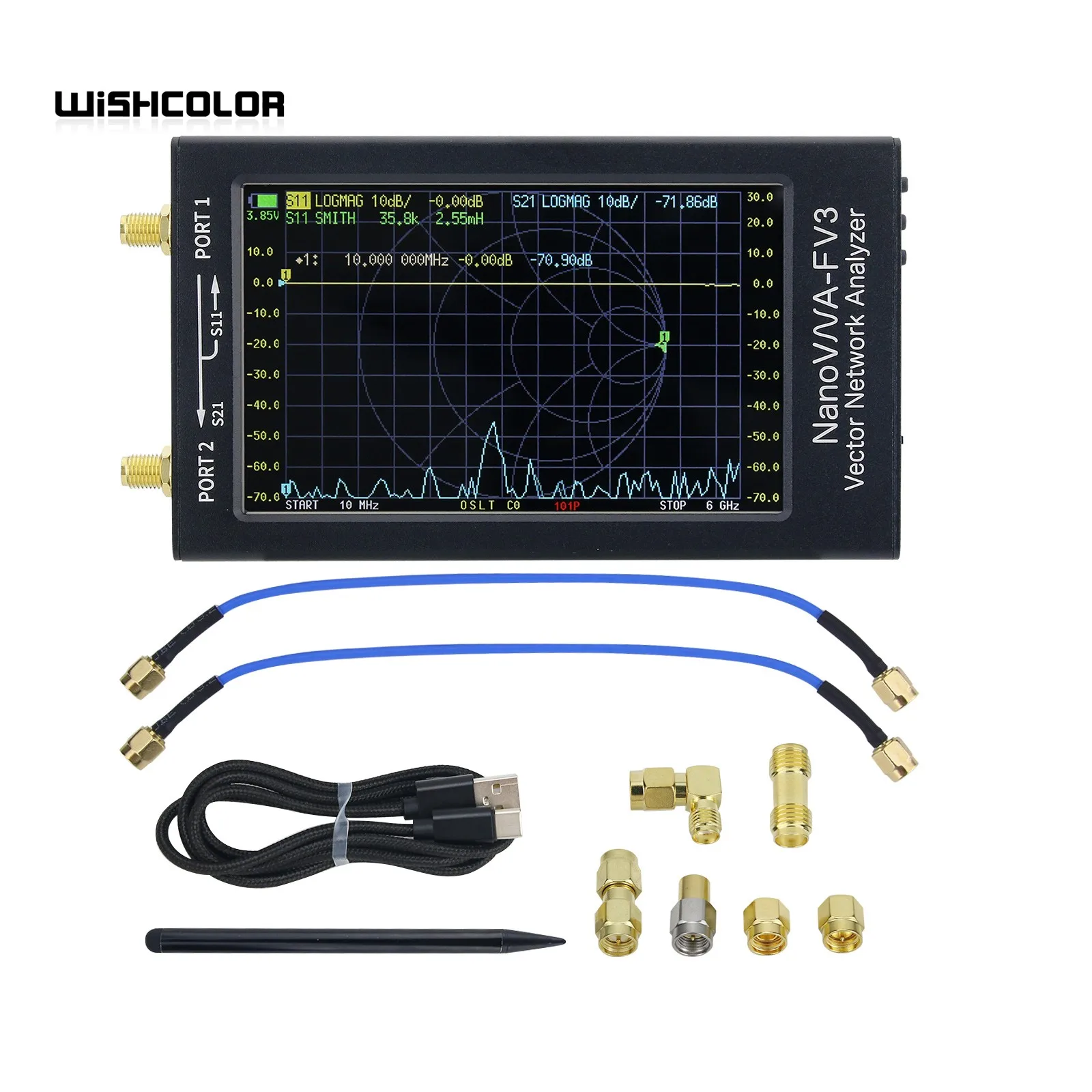 Векторный сетевой анализатор HamGeek NanoVNA-F V3 1 МГц-6 ГГц VNA для антенны ISM диапазона/WiFi/Bluetooth/GPS0