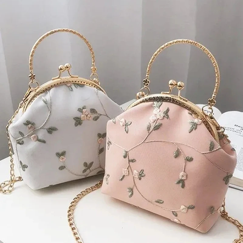 Винтажные кружевные кошельки с цветочным замком в виде ракушки для женщин, Свадебная сумка, Маленькие сумки, женская сумка через плечо с цепочкой, сумки с бахромой2
