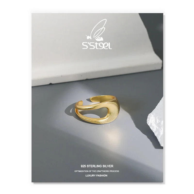 Дизайнерское кольцо из нержавеющей стали для женщин, стерлинговое серебро, Корейское нерегулярное минималистичное винтажное открывающее кольцо Joyas De Plata 925 Fine Jewelry1