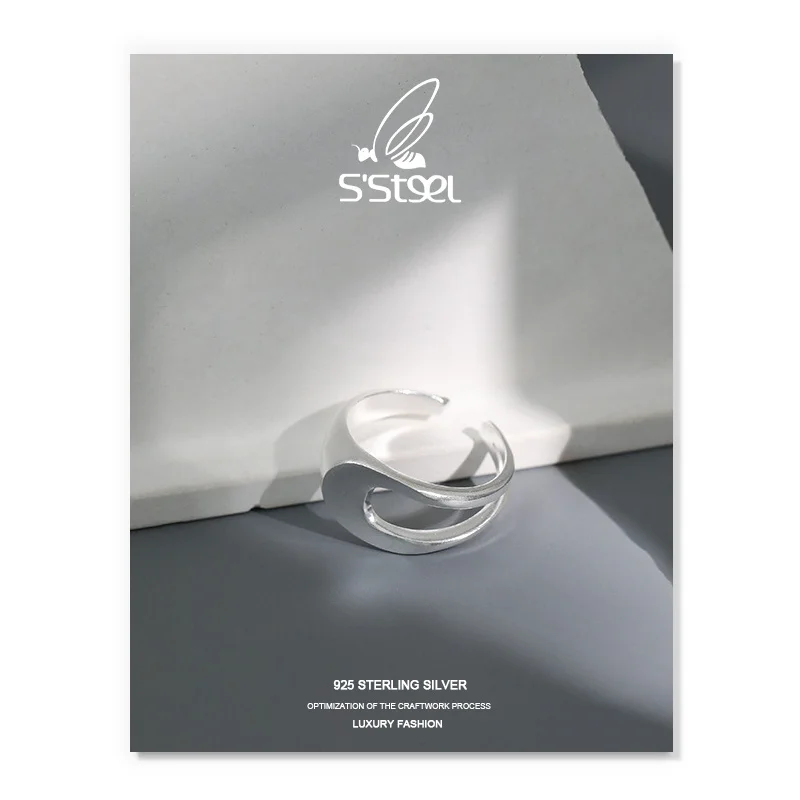 Дизайнерское кольцо из нержавеющей стали для женщин, стерлинговое серебро, Корейское нерегулярное минималистичное винтажное открывающее кольцо Joyas De Plata 925 Fine Jewelry2