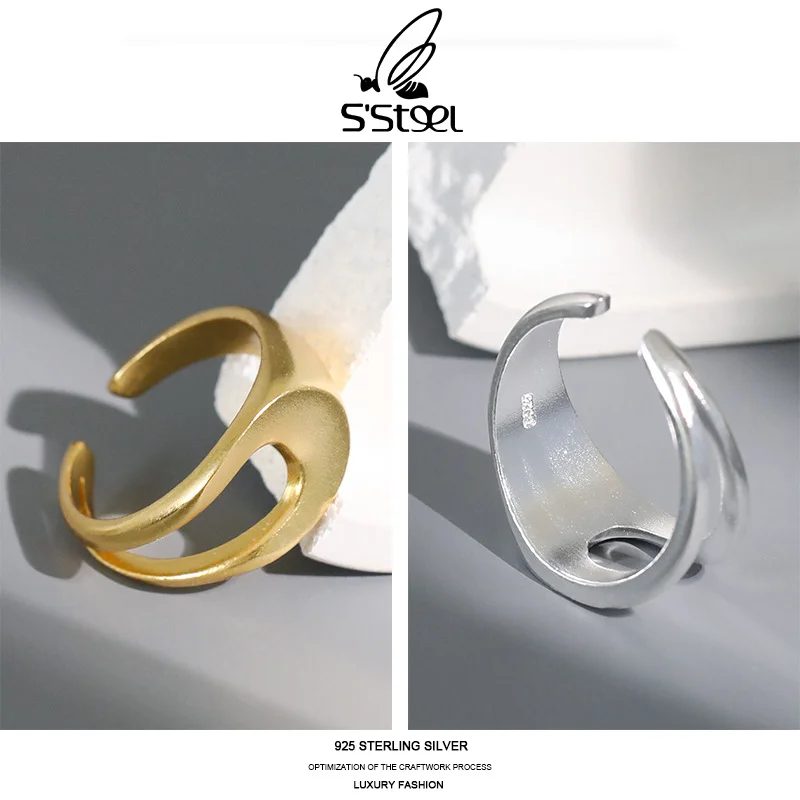 Дизайнерское кольцо из нержавеющей стали для женщин, стерлинговое серебро, Корейское нерегулярное минималистичное винтажное открывающее кольцо Joyas De Plata 925 Fine Jewelry3