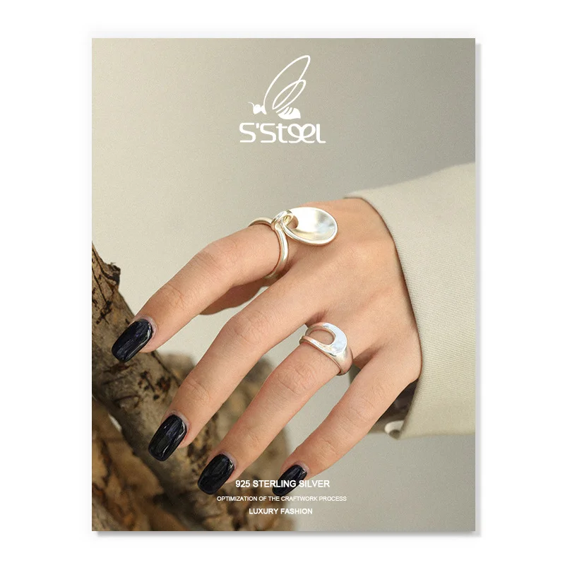 Дизайнерское кольцо из нержавеющей стали для женщин, стерлинговое серебро, Корейское нерегулярное минималистичное винтажное открывающее кольцо Joyas De Plata 925 Fine Jewelry5