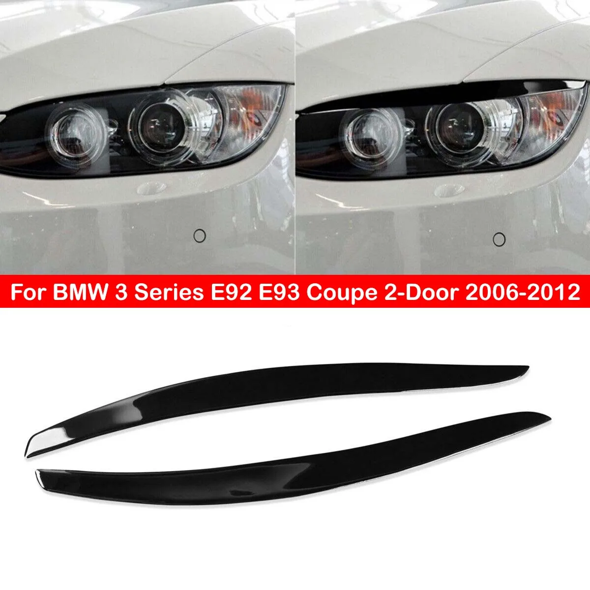 Для BMW 3 Серии E92 E93 Coupe 2-Дверный 2006-2012 Черная Автомобильная Передняя Фара Для Бровей, Накладка на Веко, Наклейка, Декоративная Рамка0