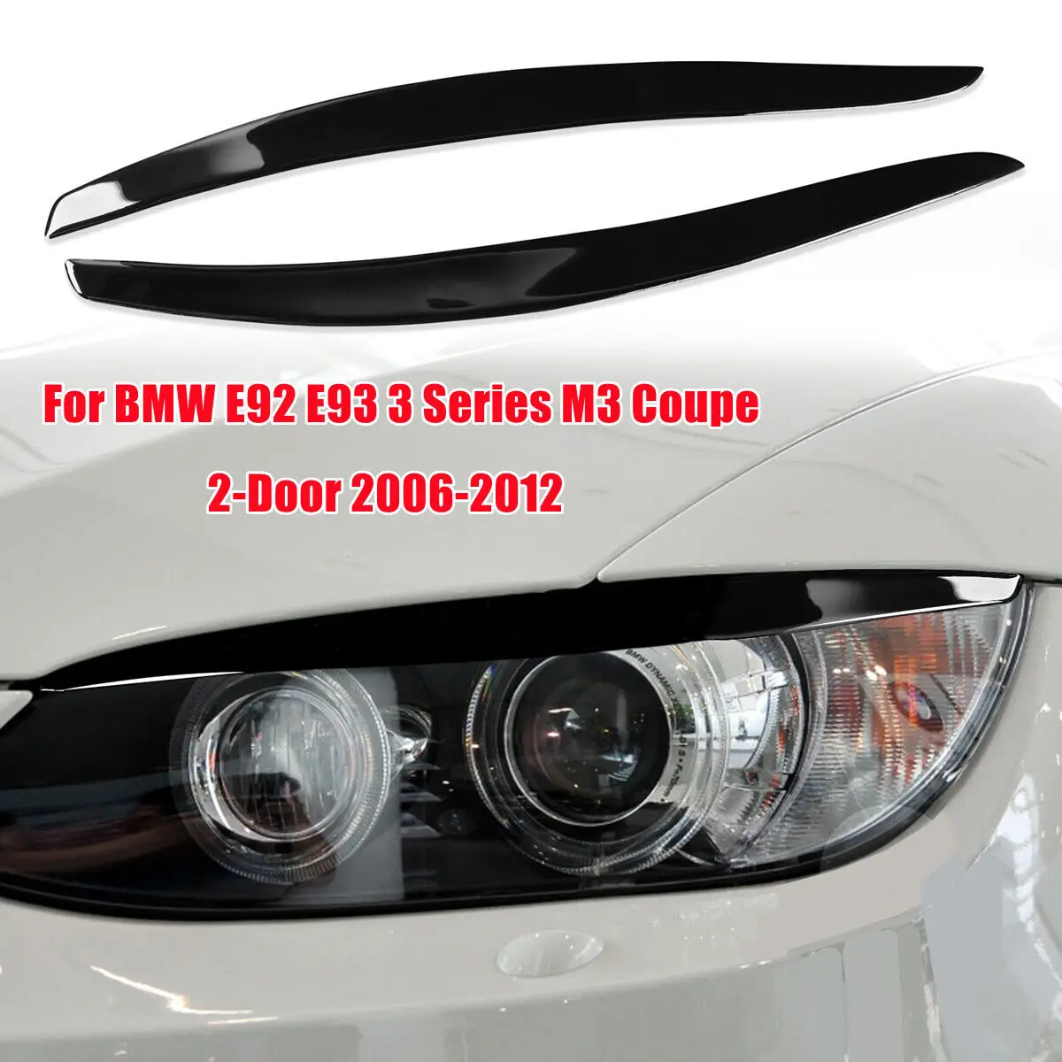 Для BMW 3 Серии E92 E93 Coupe 2-Дверный 2006-2012 Черная Автомобильная Передняя Фара Для Бровей, Накладка на Веко, Наклейка, Декоративная Рамка1