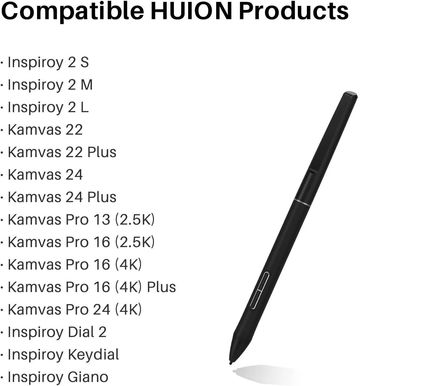Для HUION Тонкая ручка PW550S диаметром 9,5 мм для Huion Inspiroy 2/Giano/Keydial/Dial 2, Kamvas 22 серии, Kamvas 24 серии,0