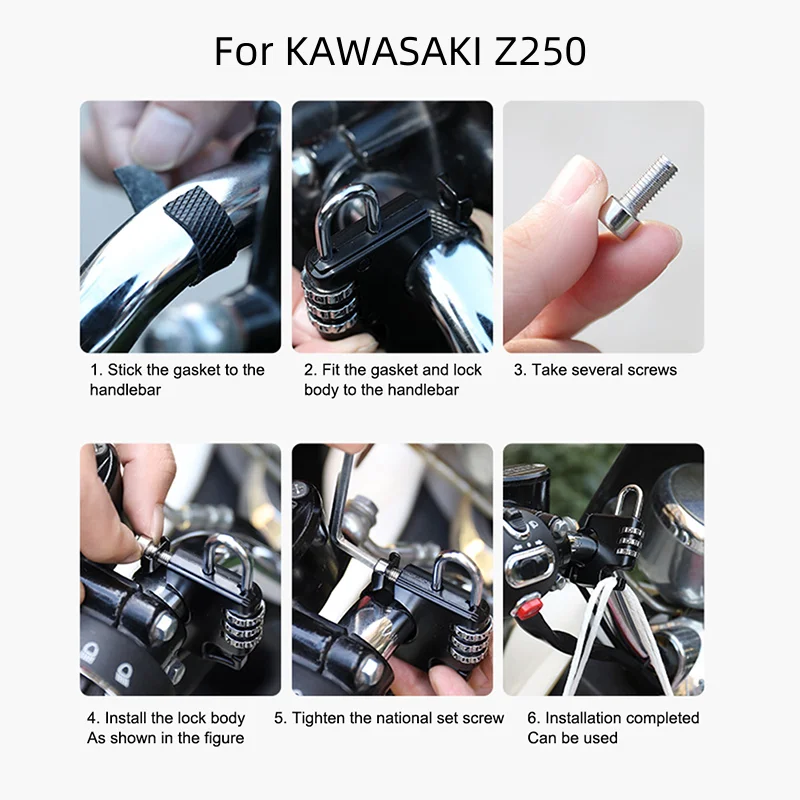Для Kawasaki Z250 Z250SL Z 250 SL 2013 2014 2015 Мотоциклетный 3-значный кодовый кодовый замок Противоугонный замок для шлема скутера5