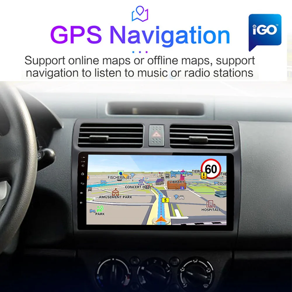 Для Suzuki Swift 2005 2006 2007 2008 2009 2010 Автомобильный Android Радио Мультимедийный плеер 2DIN Навигация GPS Видео 2 din IPS 8 CORE 4G3