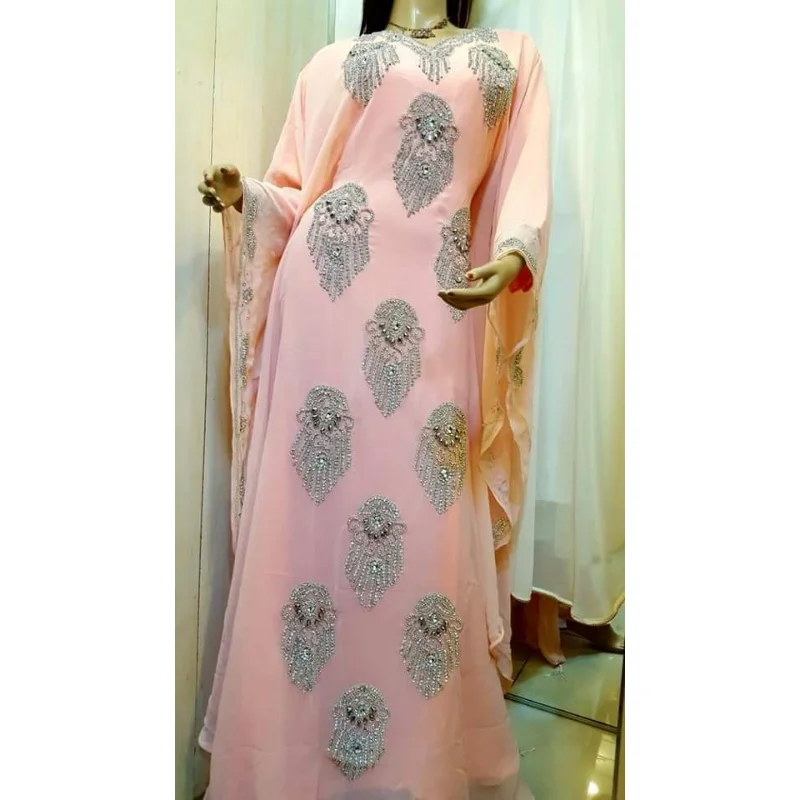 Дубайский кафтан, вышитое бальное платье с V-образным вырезом и длинным рукавом, Дубайский халат Фараша, Длина 60 Дюймов3
