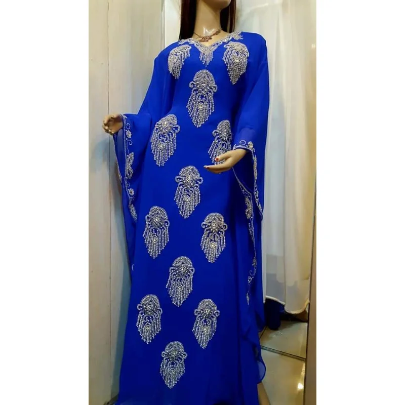 Дубайский кафтан, вышитое бальное платье с V-образным вырезом и длинным рукавом, Дубайский халат Фараша, Длина 60 Дюймов4
