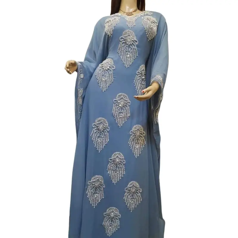 Дубайский кафтан, вышитое бальное платье с V-образным вырезом и длинным рукавом, Дубайский халат Фараша, Длина 60 Дюймов5