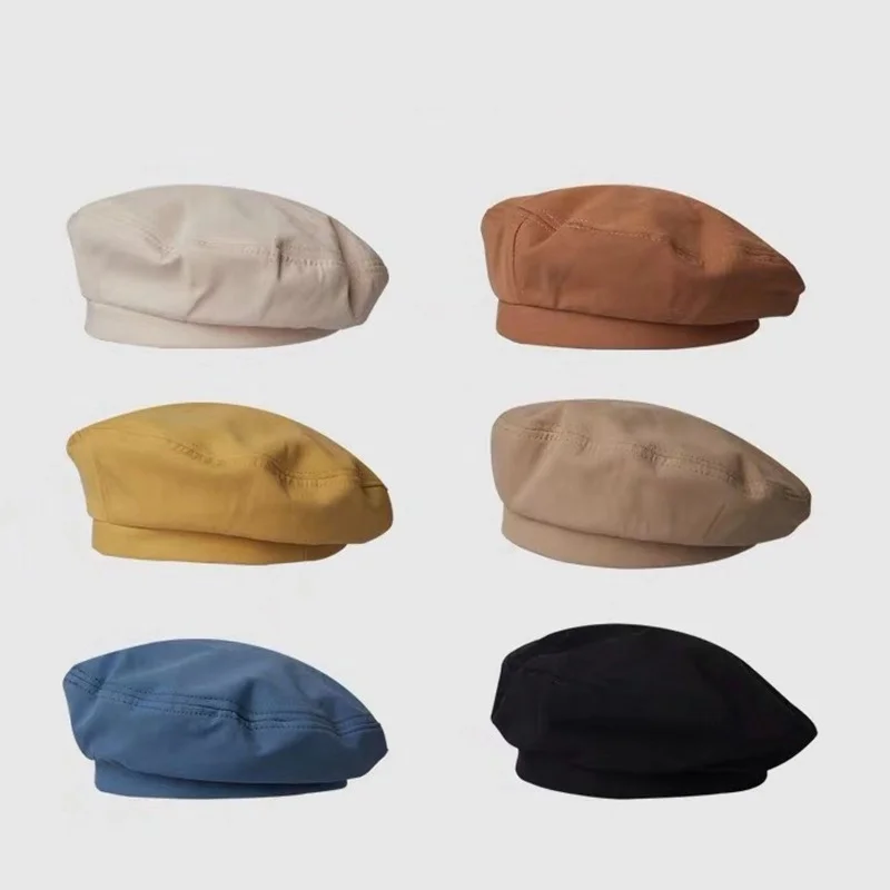 Женский Повседневный берет для девочек, теплая хлопковая восьмиугольная плоская кепка, осенне-зимняя шапка-бини, кепка, Винтажные шляпы-береты, кепка для женщин2