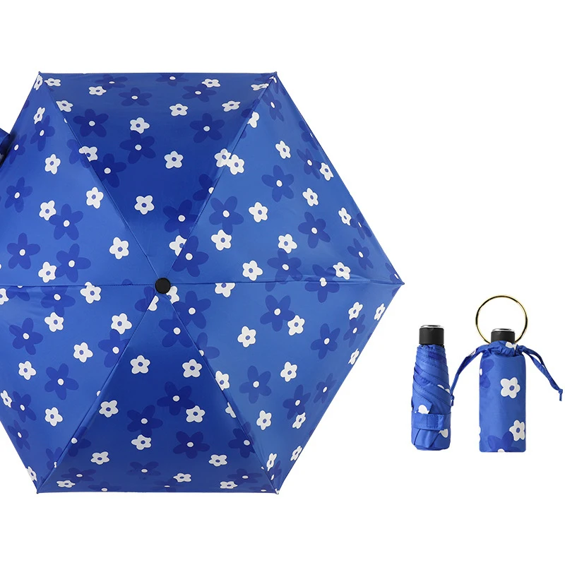 Женский Складной зонт Rain Lady с цветочным принтом, Роскошное кольцо для рук, Портативные Зонты с карманами От Солнца, Ветрозащитный Маленький мини-зонтик3