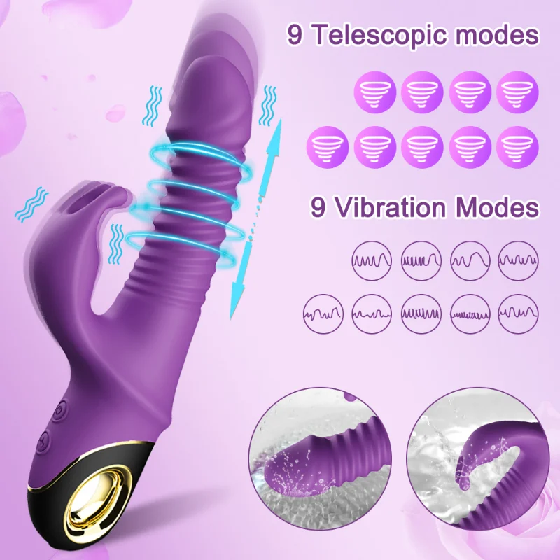 Женский телескопический вибратор с кроликом, стимулятор точки G, клитора, Вибрационные игрушки для мастурбации для пары1