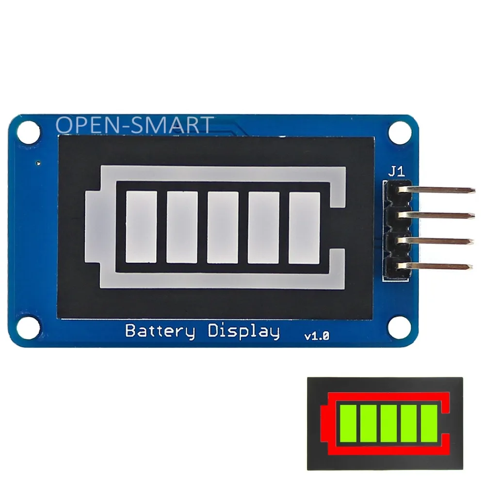 Зеленый цвет внутри и красный цвет снаружи, цифровая трубка в стиле батареи, светодиодный модуль отображения уровня заряда батареи для Arduino1