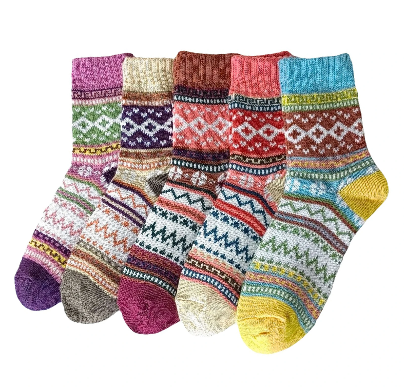 Зима в теплых шерстяных носках, рождественские подарки для мужчин и женщин, разноцветные, свободный размер, 5 упак./пакет0