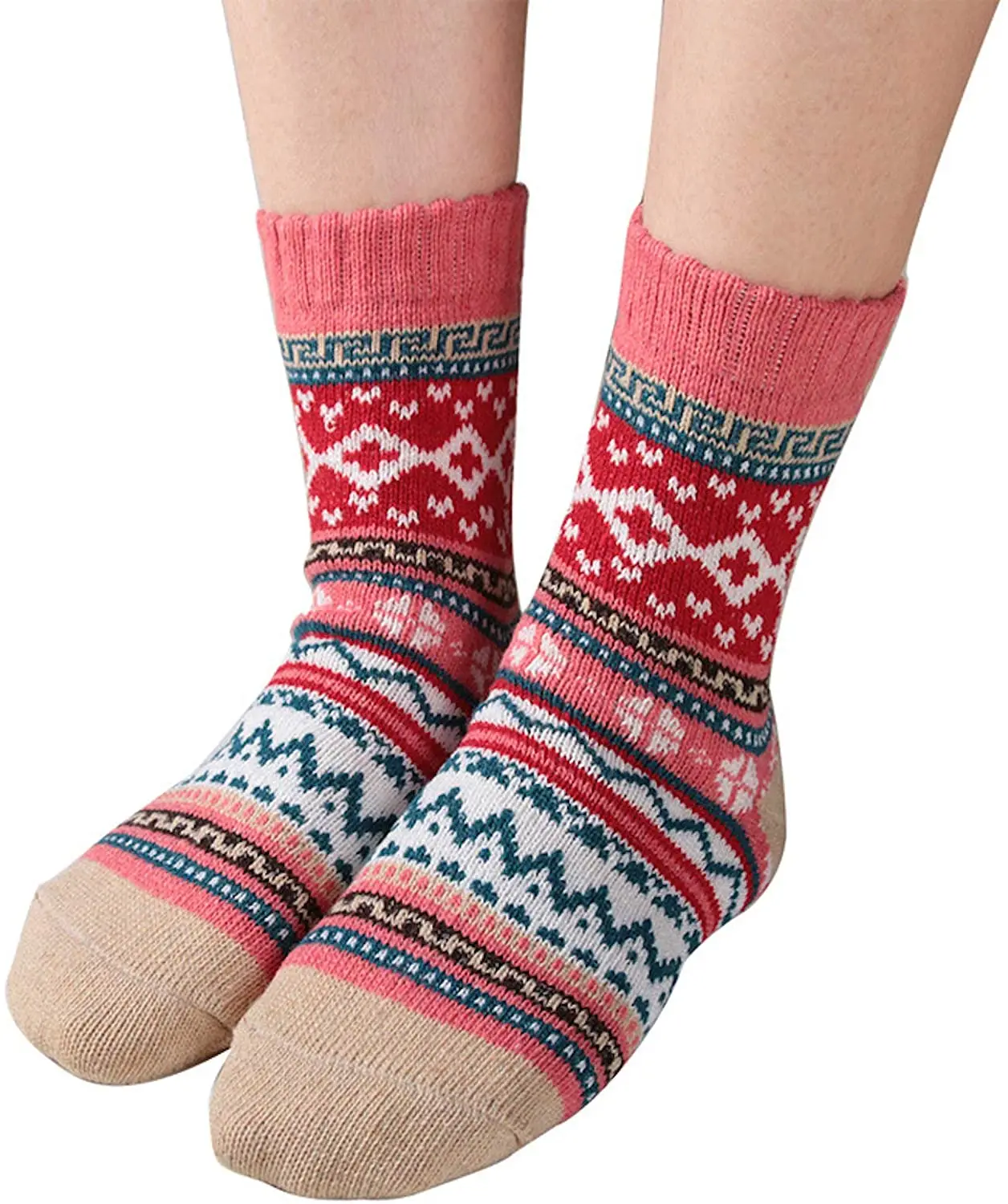 Зима в теплых шерстяных носках, рождественские подарки для мужчин и женщин, разноцветные, свободный размер, 5 упак./пакет1