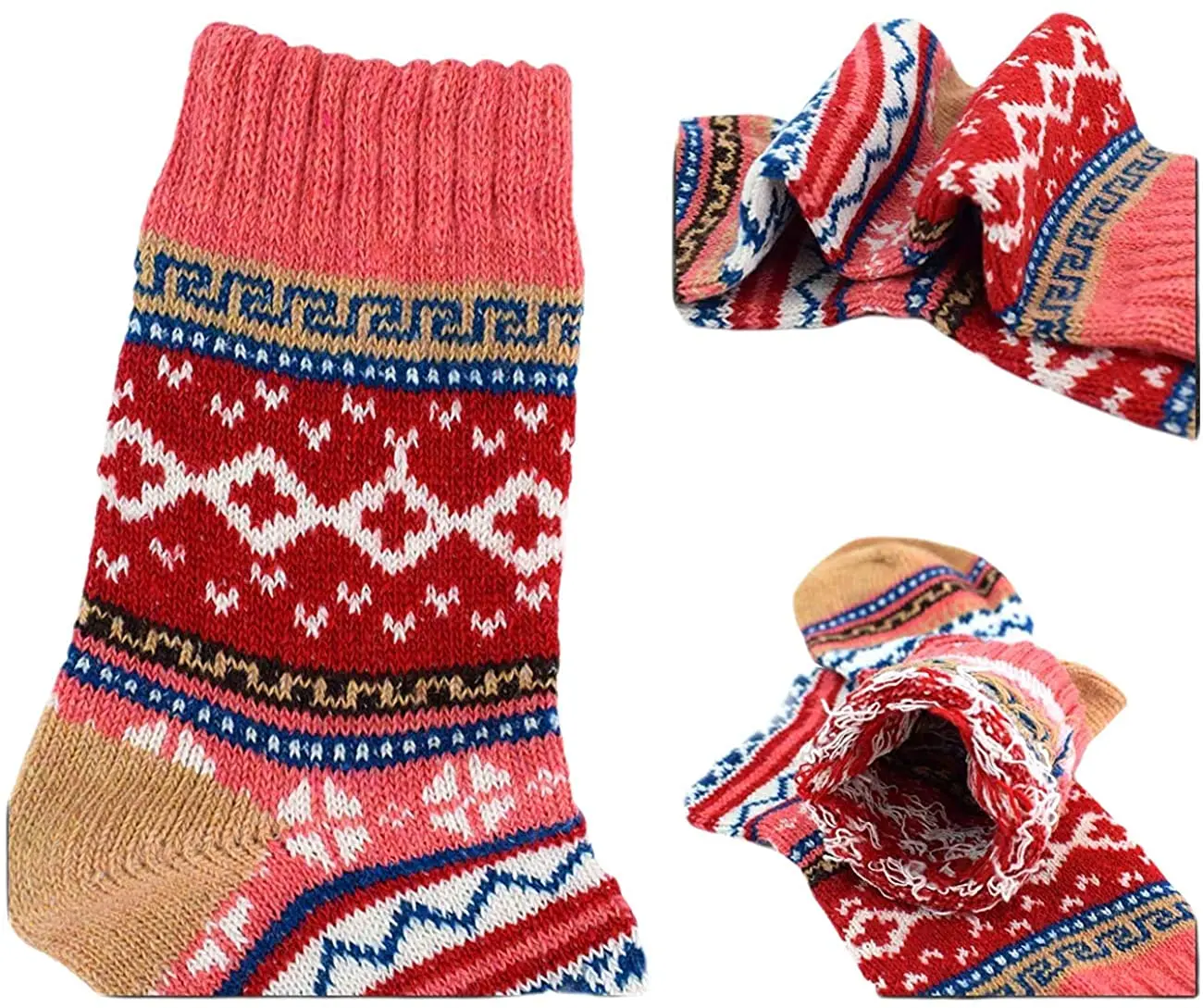 Зима в теплых шерстяных носках, рождественские подарки для мужчин и женщин, разноцветные, свободный размер, 5 упак./пакет5