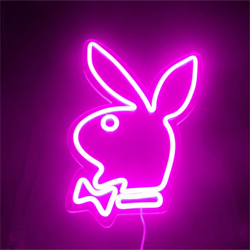 Изготовленный На Заказ Светодиодный Неоновый Светильник Playboy Bunny 5V Неоновая Вывеска Для Украшения Домашней Комнаты Обувного Магазина Ins Подарок На День Рождения Другу 30x20cm0
