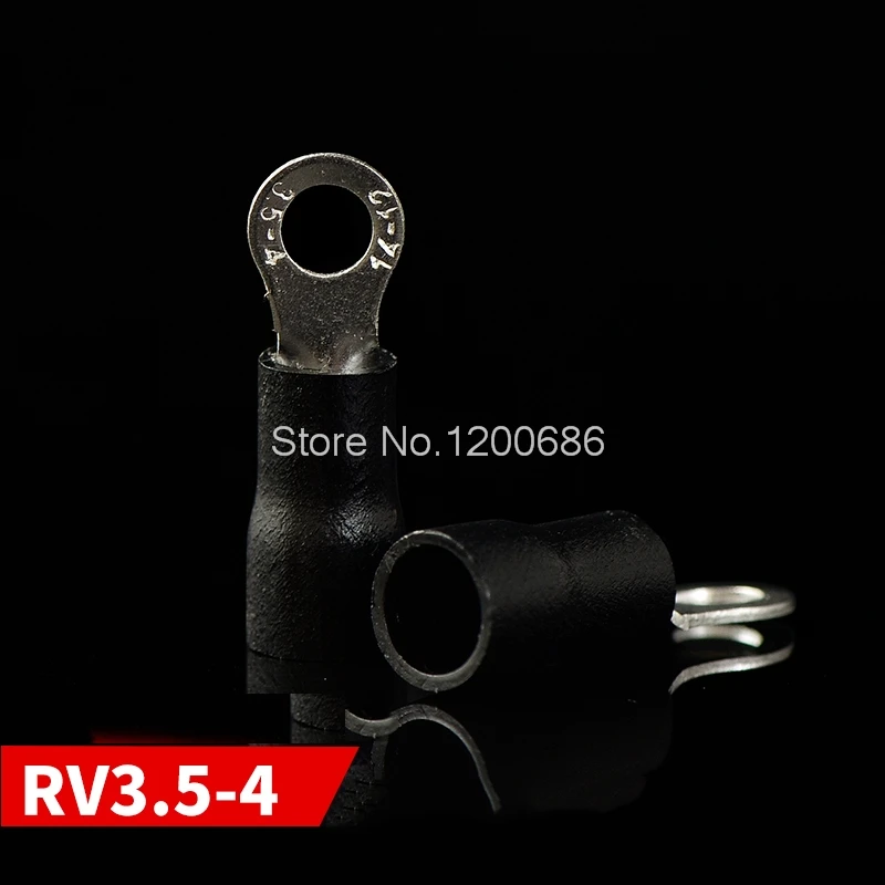 Кольцо с отверстием 4,2 мм RV3.5-4 круглая предварительно изолированная клемма O-типа для холодного прессования, медный наконечник RV4-4 100 шт./пакет0